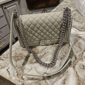 Chanel Gray Crossbody Boy Bag